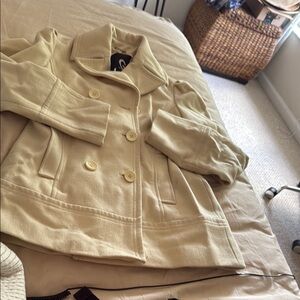 G by Guess Cream Pea Coat Tailored Elegance